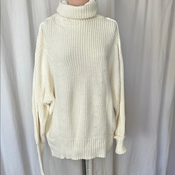 Free People Sweaters - Free People oversized Cream Ribbed Knit Turtleneck Sweater S chunky knit